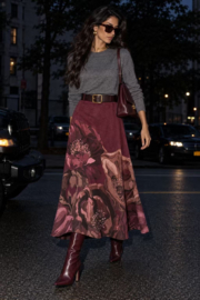 Rok suèdine Floral Way art. 25355 - bordeaux