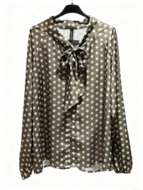 Damesblouse Polkadot art. 37069 - groen/wit