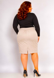 Rok suèdine Zip knielengte art. 3521 - beige