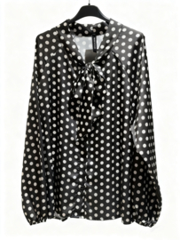 Damesblouse Polkadot art. 37069 - zwart/wit