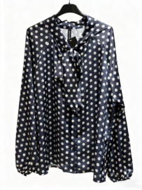 Damesblouse Polkadot art. 37069 - navy/wit