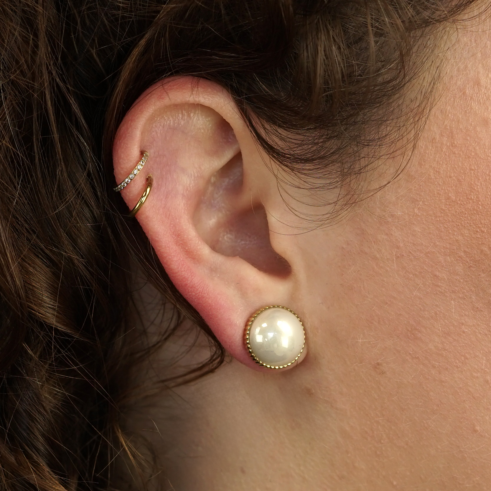 Camps & Camps oorstekers Pearl art. 2S164_PE - goud/wit