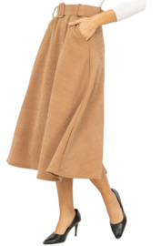 Rok a-lijn viscosemix Rib art. J260 - camel