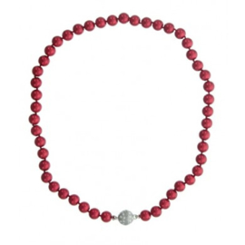 Parelketting met magneetsluiting art. 1354 - rood/zilverkleur