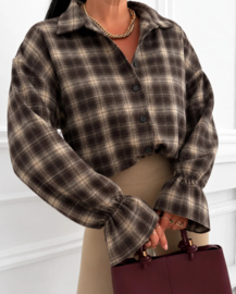 Damesblouse Plaid Check art. 2648 - donkerbruin