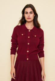 Clara fijngebreide cardigan art. 9186 - burgundy
