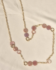 Schakelketting lang art. 8724 - roze/goudkleur