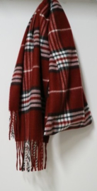 Unisex shawl Cashmink ruit art. 57308 - donkerrood