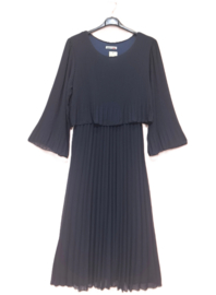 Damesjurk Elegance plissé uni art. 2561 - donkerblauw
