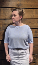 Triple Nine zomertrui met lurex KM Olivia art. 26167 - lichtblauw/zilverkleur