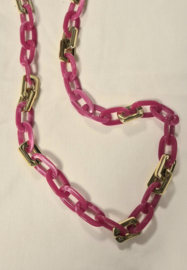 Schakelketting art. 3116 - fuchsia/goudkleur