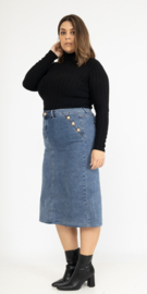 Rok stretchdenim Bestiny Button art. 1796 - blauw