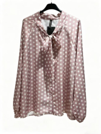 Damesblouse Polkadot art. 37069 - oudroze/wit