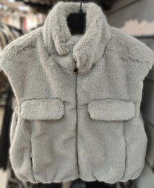Bontgilet fake fur art. 55102 - lichtgrijs