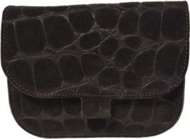 Schoudertas Vitta Croco suède art. L808 - donkerbruin