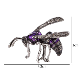 Broche Wasp art. 5038 - zilverkleur/paars