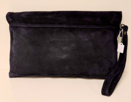 Leather Design clutch/gelegenheidstas suède art. 1482 - diep donkerblauw