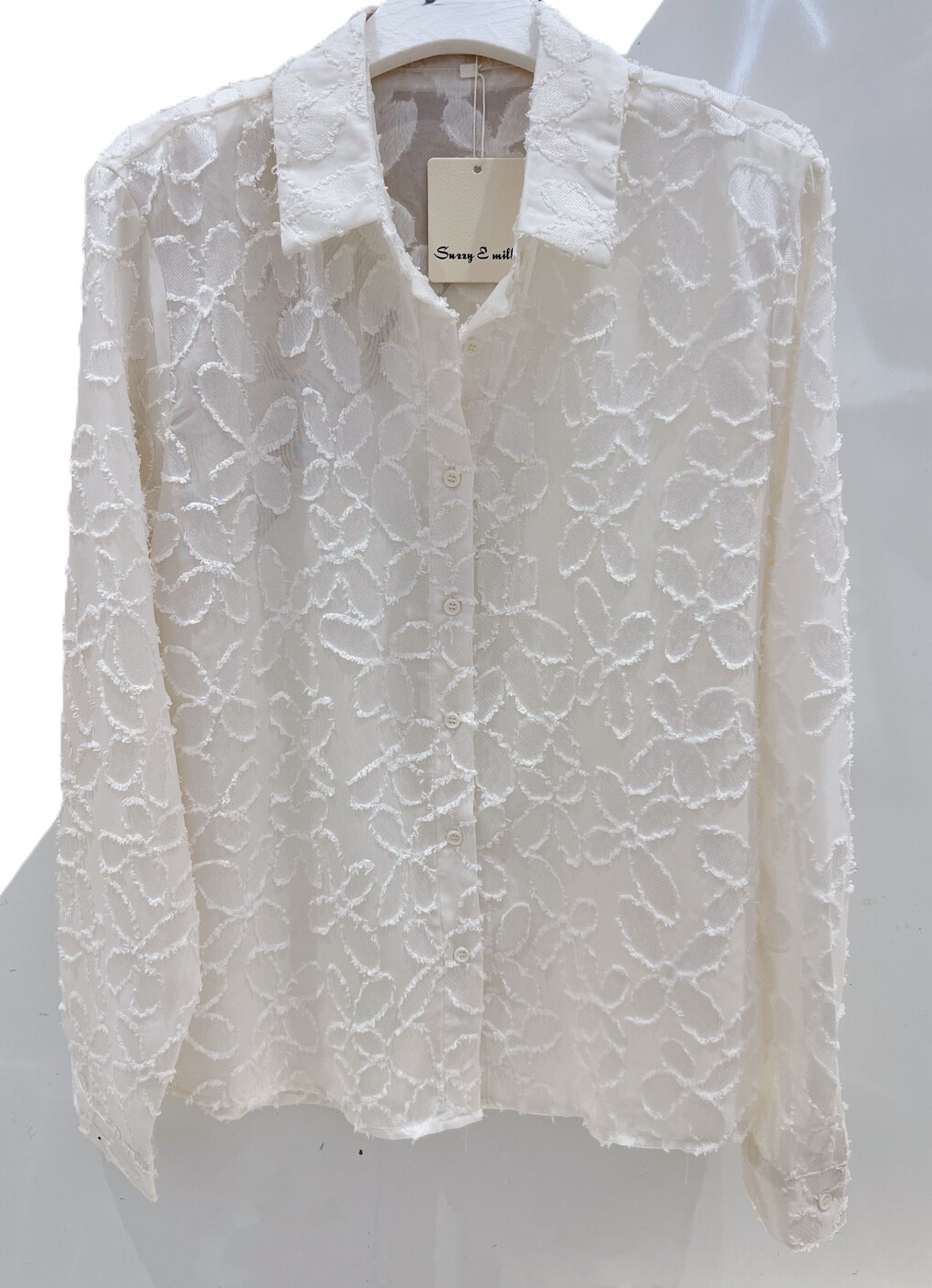 S&M damesblouse Ausbrenner stof art. D52 - crème