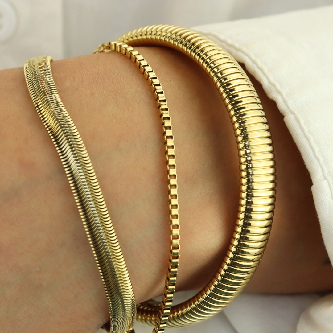 Camps & Camps armband Classic Ribbed Bangle art. 4S048_L - goud