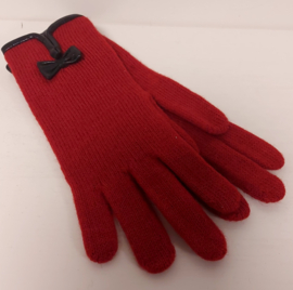 Wollen dameshandschoenen art. 58062 - rood/zwart