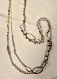 Ketting lang art. 7783 - lila/goudkleur