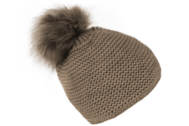 Fiebig damesmuts met pompom art. 54854 - taupe