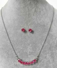 Halsketting art. 3089 - zilverkleur/roze