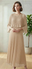 Damesjurk Elegance plissé uni art. 2561 - beige