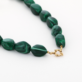 Kralenketting Jane art. 19395 - groen gemarmerd