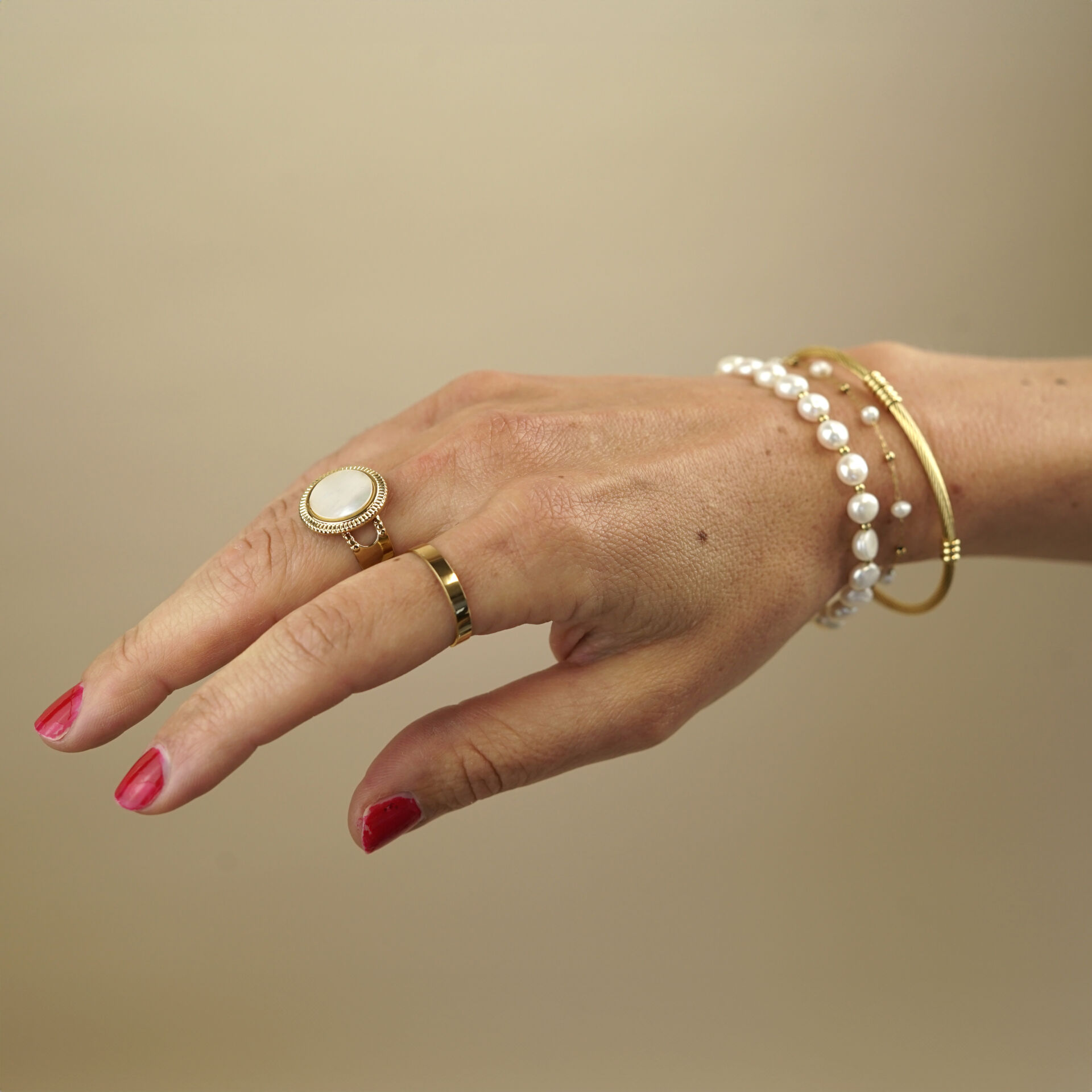 Camps & Camps armband Pearls art. 4S057_PE - goud/wit