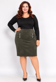 Rok suèdine Zip knielengte art. 3521 - groen