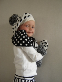 Bonnie Doon kinderbaret Dots - wit/zwart