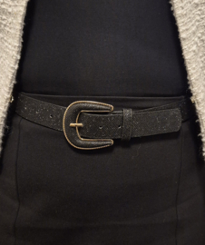 Damesriem art. 31523 - zwart/goudkleur