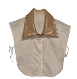 Los kraagje met leatherlook boordje art. 8134 - wit/camel