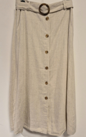 JOW linen blend midi A-lijn rok art. 9115 - beige/zand