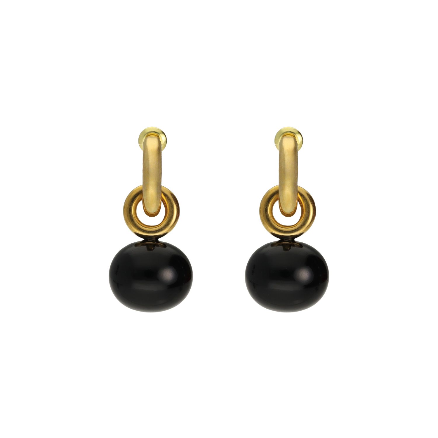 Camps & Camps oorstekers Oval Pearl art. 2S080_JT - zwart