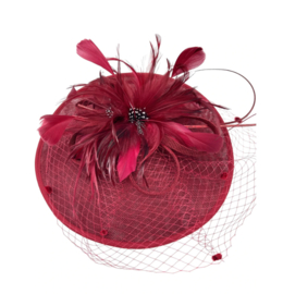 Fascinator/haarbandhoed art. ACH380-5 - donkerrood