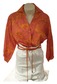 Damesblouse Dieuwertje art. 5287 - oranje/fuchsia