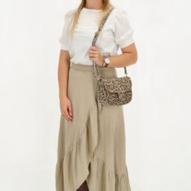 Charm schoudertas suède Leopard art. L693 - beige/taupe