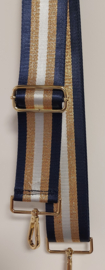Losse schouderband/bag strap art.nr. 3003 - donkerblauw/goud