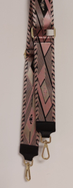 Losse schouderband/bag strap art.nr. 0119 - zwart/roze