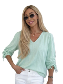 Damesblouse/top V-neck Issy art. 339 - saliegroen