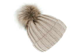 Fiebig damesmuts met pompom art. 54855 - beige