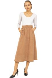 Rok a-lijn viscosemix Rib art. J260 - camel