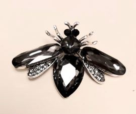 Broche Vlieg art. 2725 -zilverkleur/antraciet