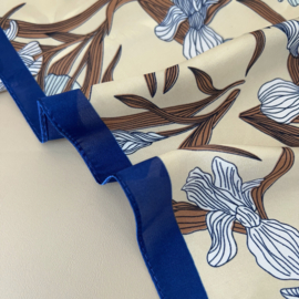 MP luxe vierkante shawl 70 x 70 art. 4063 - beige/blauw