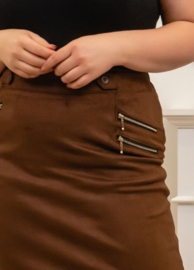 Rok suèdine Zip knielengte art. 3521 - bruin