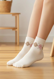 Damessokken Argyle art. B358 - offwhite