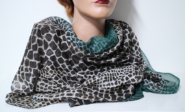 Damesshawl art. 8338 - bruin/groen