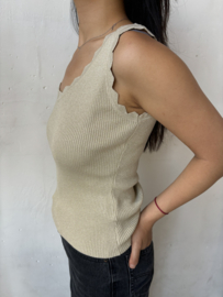 Tanktop met schulprand V-neck Rosh art. 3013 - beige/goud